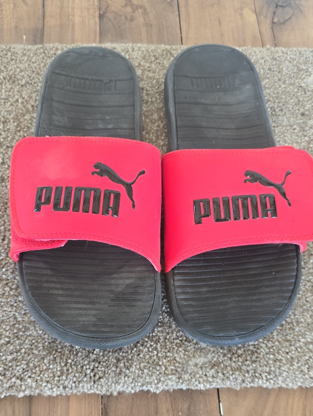 Puma Red and Black Slide Sandals
